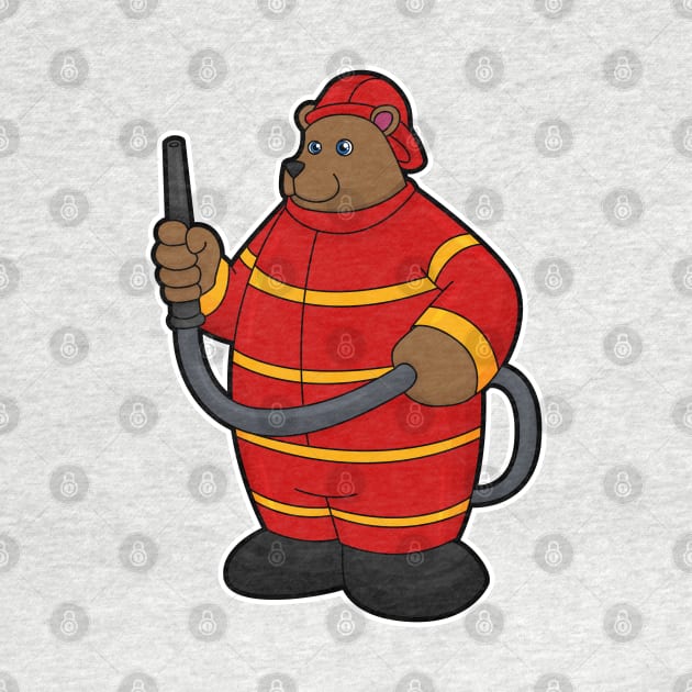 Bear as Firefighter with Hose by Markus Schnabel